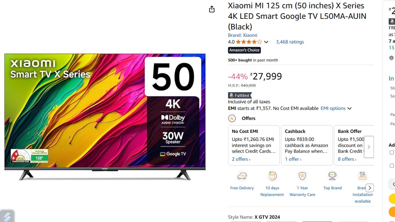 50 inch Smart TV Under Rupees 30000