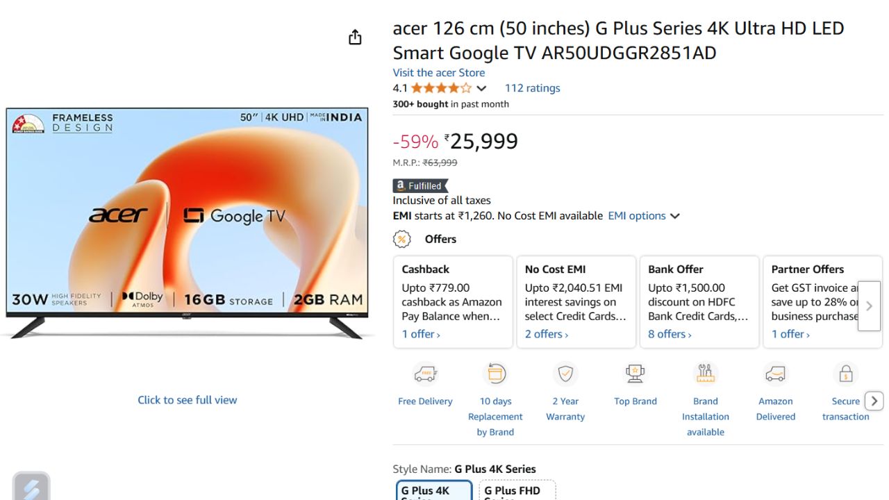 50 inch Smart TV Under Rupees 30000