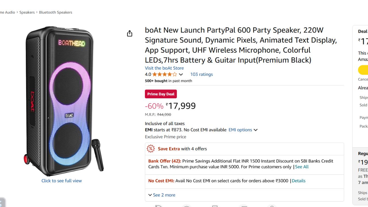 Amazon Prime Day Sale Party Speaker Deal