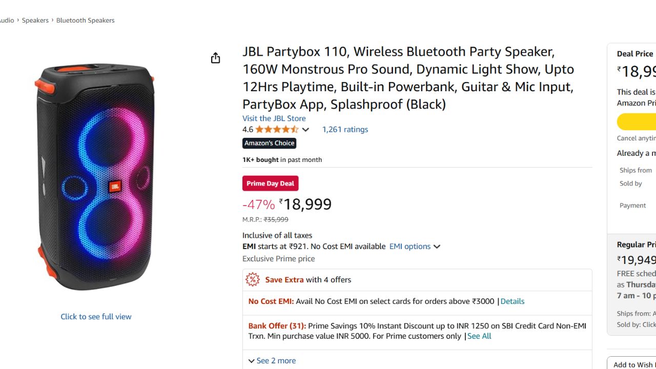 Amazon Prime Day Sale Party Speaker Deal