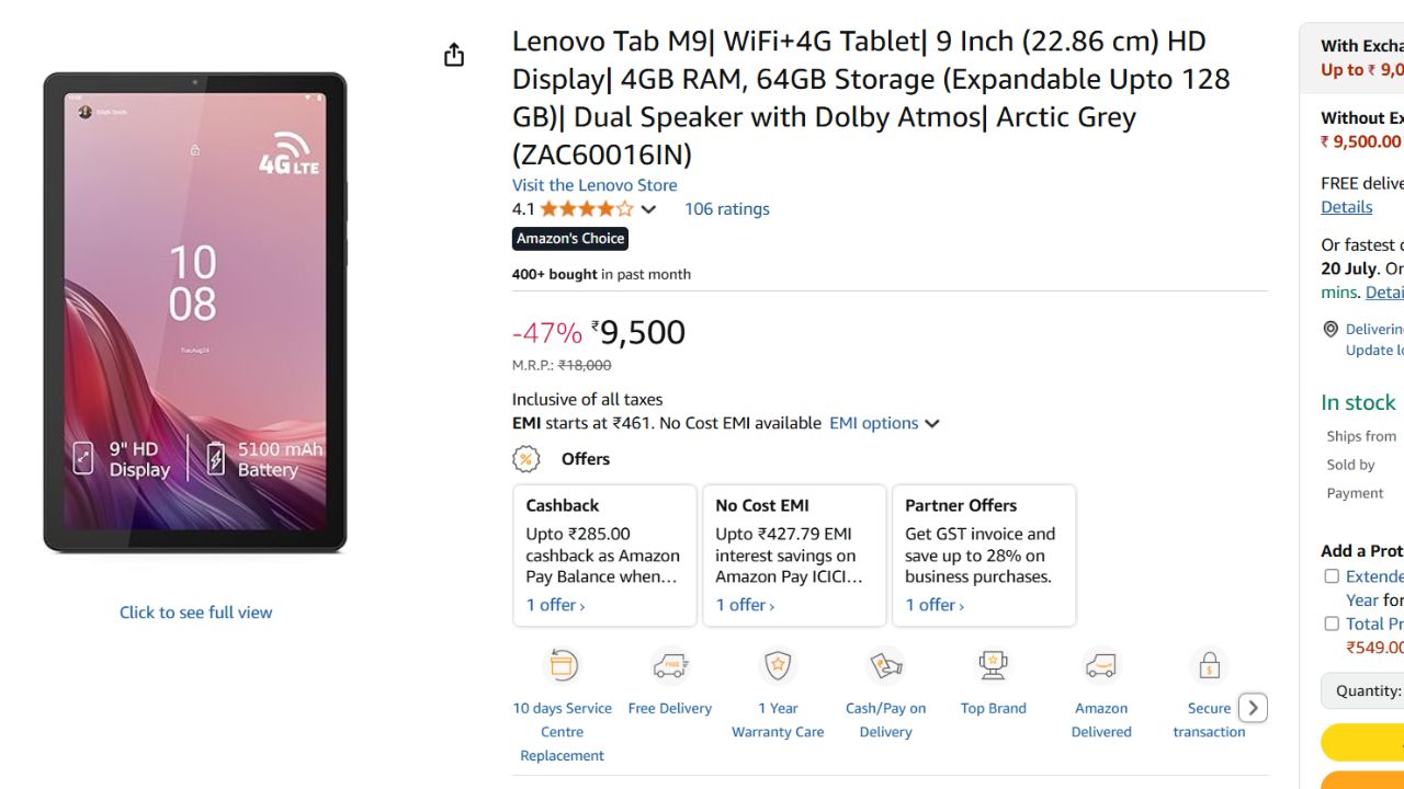 Tablet Deals Under Rs 10000