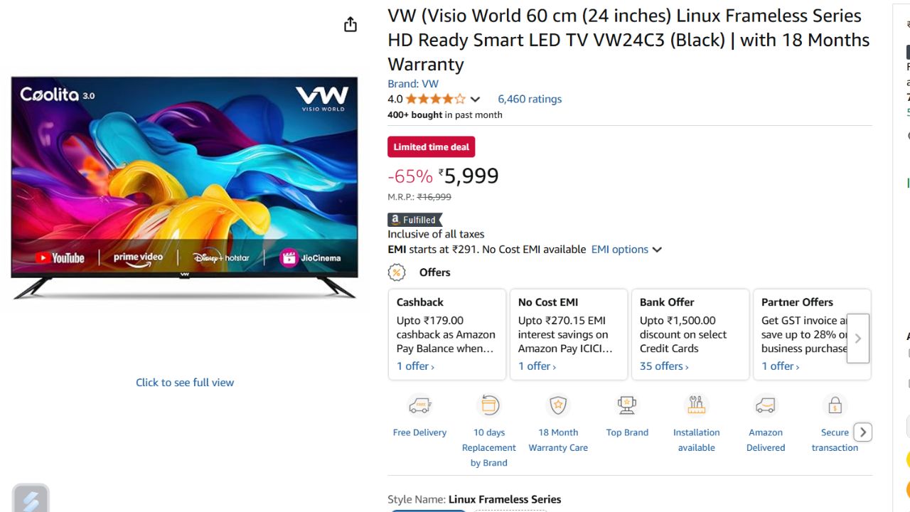 LED TV Under Rupees 9500
