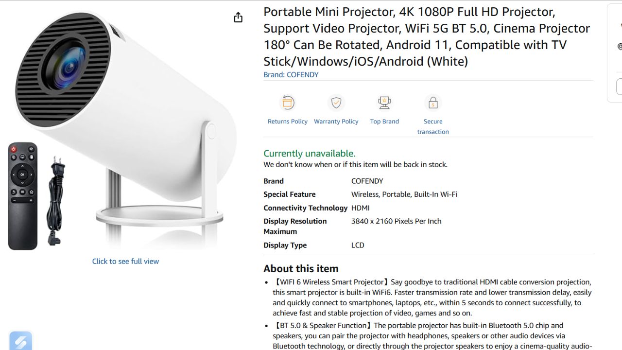 Projectors On Amazon