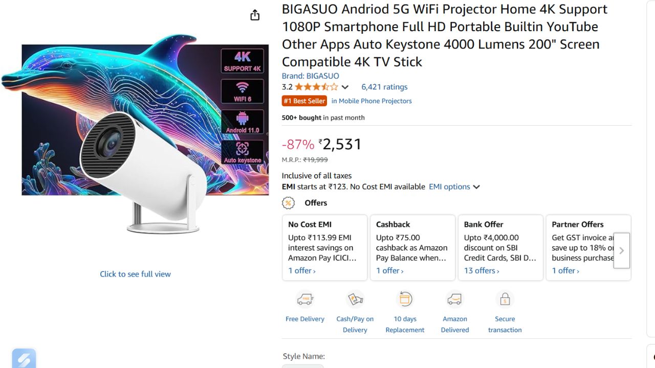 Projectors On Amazon