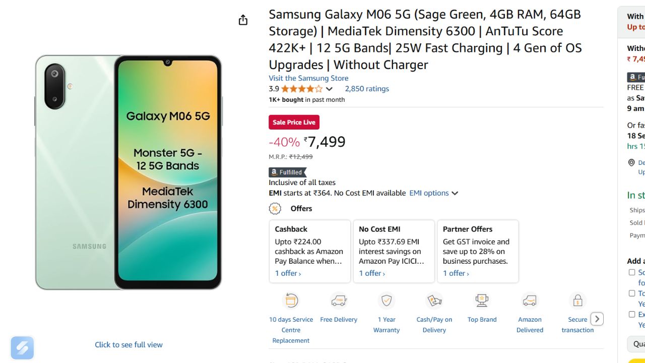 Samsung Smartphones Under Rupees 7500